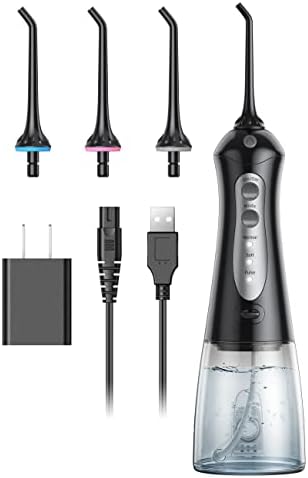 Water Flosser Professional for Teeth Braces, Cordless Teeth Cleaner with 3 Modes 4 Jets, 300ML Water Tank, IPX7 Waterproof, Rechargeable Dental Oral Irrigator for Home Travel