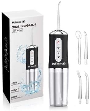 MTinne – Cordless Water Flosser – Teeth Cleaner -3 Modes Teeth Cleaner with 4 Jets-Rechargeable Dental Pick-Oral Irrigator for Travel -Braces Flosser (Available in Black & White) (Black)