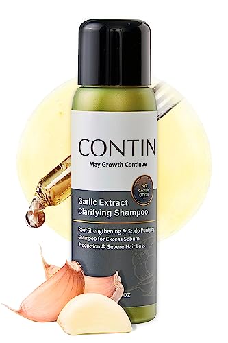 CONTIN Travel Size Garlic Shampoo – Clarifying Shampoo for Oily Sensitive Scalp, Anti-Thinning Anti-Dandruff | Hair Growth and Roots Strengthens for Men and Women | Travel Products (2.02 oz)