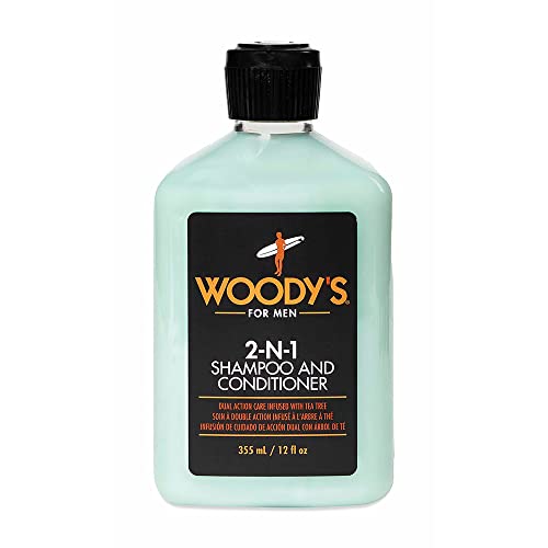 Woody’s 2-in-1 Thickening Shampoo and Conditioner for Men, Fuller, Thicker Hair and Healthier Scalp, Cleanse and Condition, 12 oz.