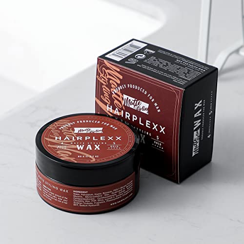 Hairplexx Matte Styling Hair Wax for Men – Matte Finish Molding Hair Paste, Strong Hold All Day – Improve Texture and Thickness For All Hair Types, Paraben Free 2.7 oz (Wax with Box)