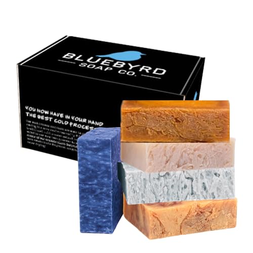 BLUEBYRD SOAP Men’s Natural Bar Soap Gift Set (5 Bars) | Masculine Soap Bars Variety Pack – Bay Rum, Citrus Cedar Sage, Sandalwood, Frankincense, Exfoliating Pumice (Mens Original)