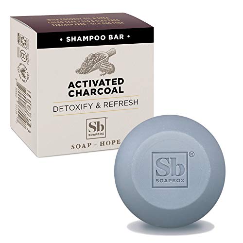 Soapbox Soap Bar Shampoo, Eco-Friendly, Vegan & Low Plastic Bar Shampoo -3.1oz Travel Friendly Hair Cleanser- Activated Charcoal Shampoo, Vegan, Sulfate, Paraben, Cruelty & Silicone Free, Color Safe