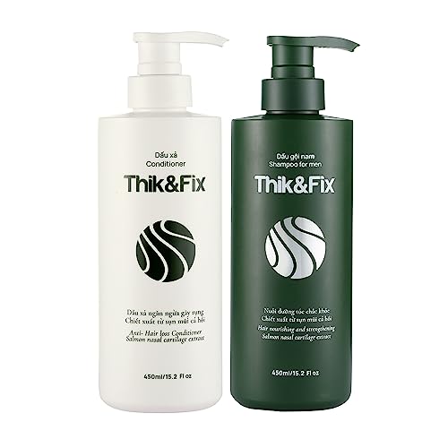 Thik&Fix Hair Growth Shampoo and Conditioner for Men, Shampoo and Conditioner for Thinning Hair, Volumizing and Thickening Treatment for Men, Support Hair Growth, Hair Strengthening