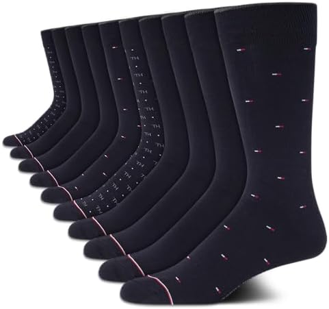 Tommy Hilfiger Men’s Dress Socks – Classic Comfort Crew Sock (10 Pack)