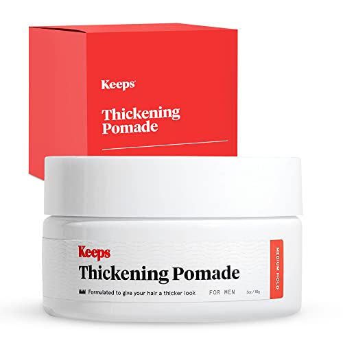 Keeps Matte Thickening Hair Pomade for Men, Medium Hold – Natural Ingredients for Thicker Fuller Looking Hair – Biotin, Caffeine, Green Tea & Saw Palmetto – All Day Hold For All Hair Styles