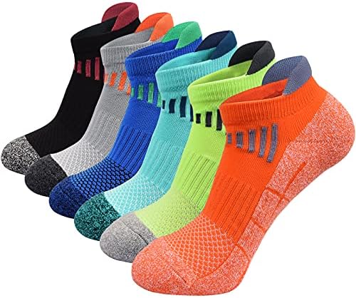 J.WMEET Mens Low Cut Ankle Athletic Socks Cotton Mesh Cushioned Running Ventilation Sports Tab Socks