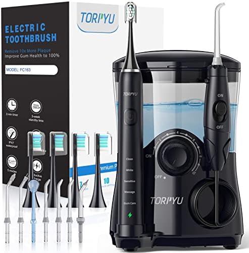 All-in-One Water Flosser & Ultrasonic Toothbrush Combo – Extra Capacity Electric Water Toothbrush w/ 7 Jet Tips & 4 Brush Heads for Whitening-Ultimate Power Electric Flosser for Superior Dental Care!