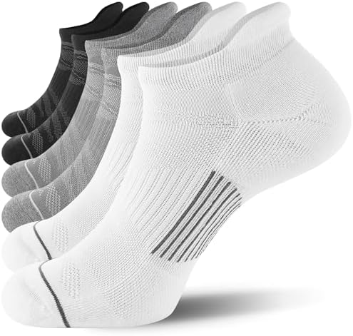 FITRELL 6 Pack Men’s Ankle Running Socks Low Cut Cushioned Athletic Sports Socks 7-9/9-12/12-15