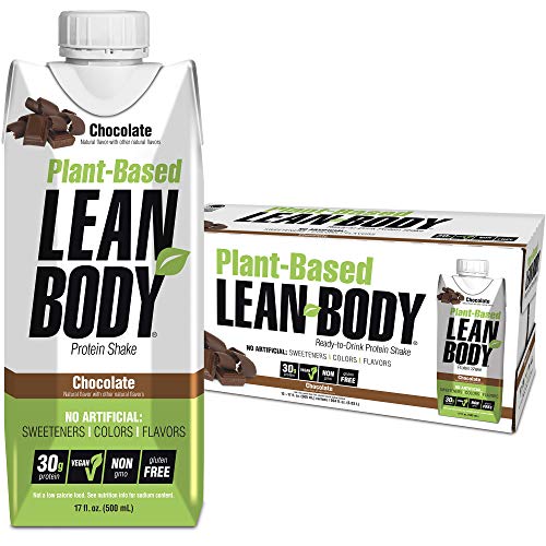 Lean Body Ready-to-Drink, Plant-Based Vegan Chocolate Protein Shake, 30g Protein, No Artificial Flavors, Sweeteners or Colors, Non GMO, Gluten Free, Premium Pea & Rice Blend (Pack of 12)