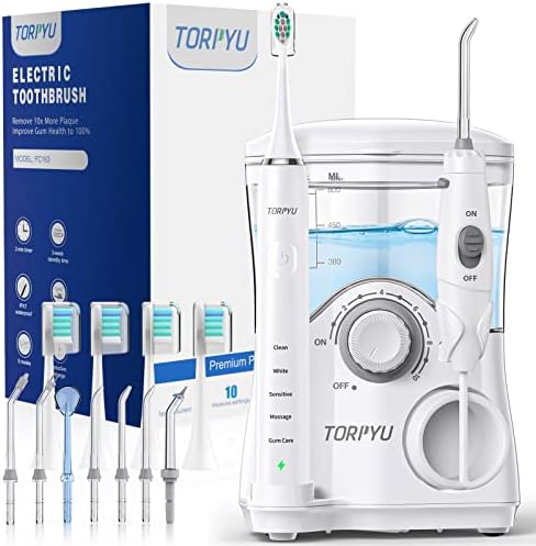 All-in-One Water Flosser & Ultrasonic Toothbrush Combo – Extra Capacity Electric Water Toothbrush w/ 7 Jet Tips & 4 Brush Heads for Whitening-Ultimate Power Electric Flosser for Superior Dental Care!