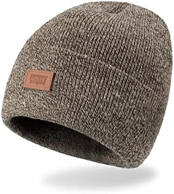 Levi’s All Season Comfy Leather Logo Patch Cuffed Hero Beanie