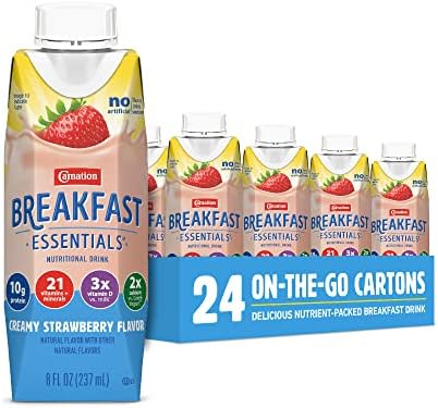 Carnation Breakfast Essentials Complete Nutritional Drink Strawberry 8 oz Bottle 24 Ct