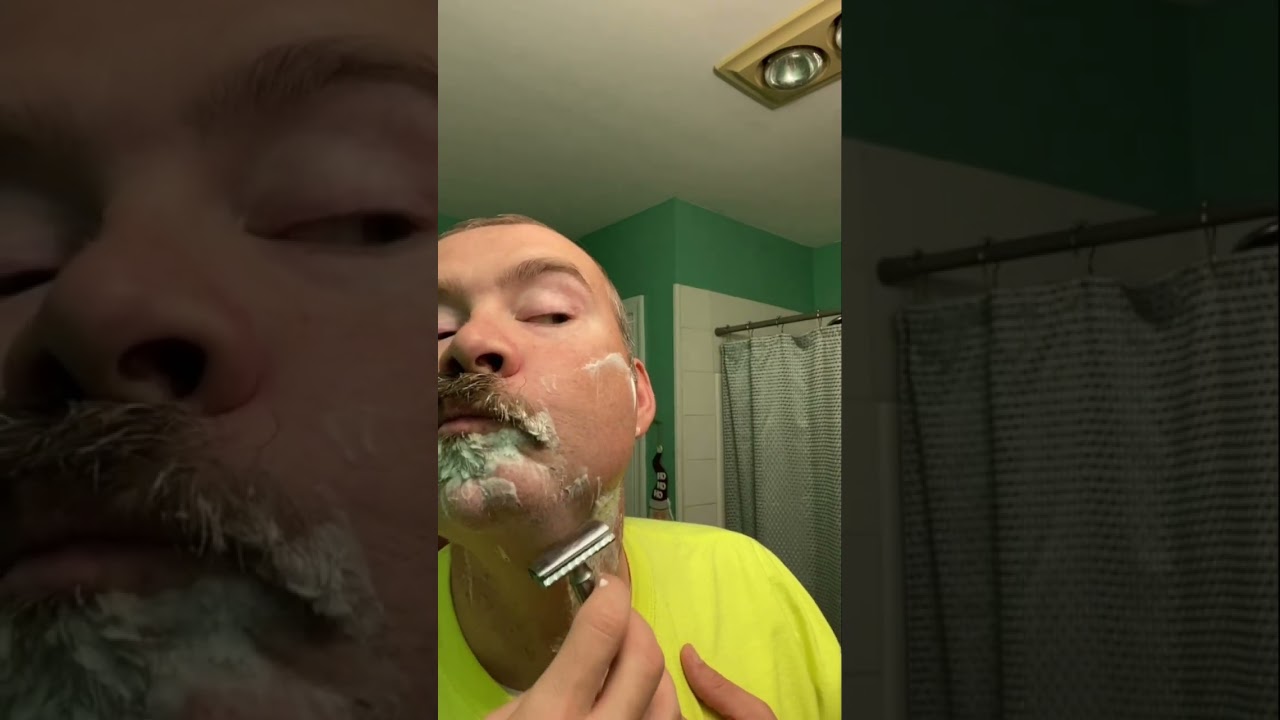 ASMR shave Wilkinson sword soap, Merkur progress razor, Richman shaves brush, and Aqua Velva #shorts