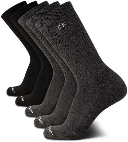 Calvin Klein Men’s Athletic Socks – Cushion Crew Socks (5 Pack)