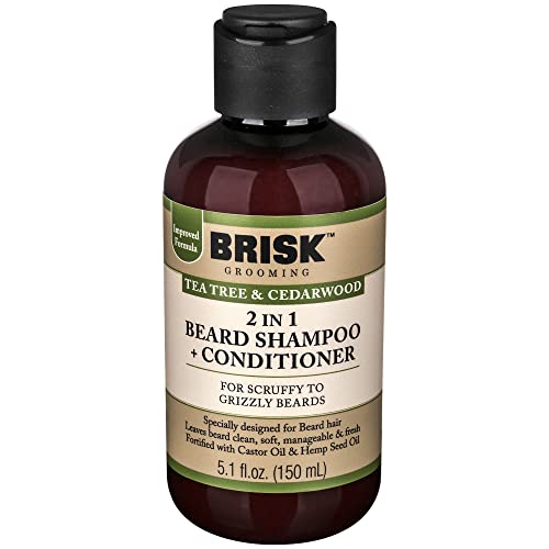 Brisk Beard Grooming Shampoo, Tea Tree & Cedarwood, 5.1 Oz