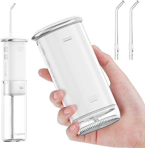 Portable Water Flosser for Teeth – Flosmore 4 Modes Water Flosser Rechargeable, IPX7 Waterproof Water Flosser Cordless, Long Battery Life Water Tooth Flosser, Water Toothpick for Travel & Home, Silver