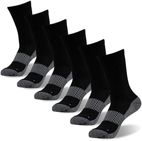 FOOTPLUS Copper Hiking Socks, Unisex Cushioned Sole Arch Support Athletic Crew Running Compression Socks