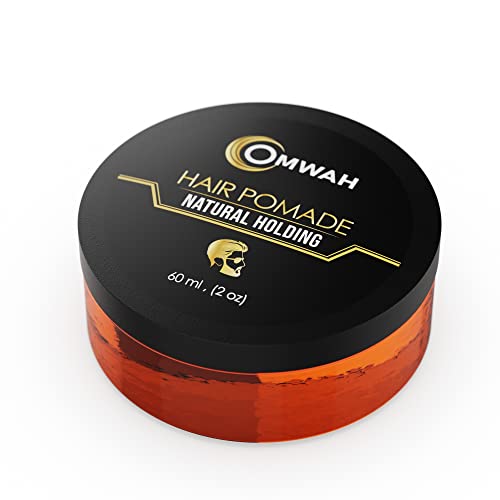 OMWAH Natural Hold Hair Styling Pomade Add Hair Strength and Volume – Long Lasting Hold and Shine – Flake Free Formula – Infused with Vitamins to Nourish Hair For Men and Women All Hair Styles (2oz).