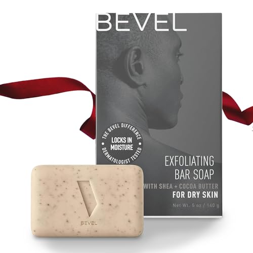 Bevel Soap Bar – Body Wash Bar for Men with Cocoa Butter and Shea Butter, Gently Exfoliates and Moisturizes for Clean, Soft Skin, 5 Oz