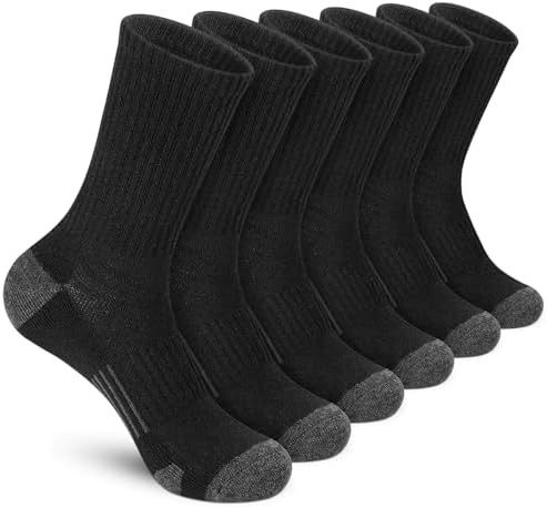 Felicigeely Athletic Socks Cushion Running Socks Performance Breathable Crew Socks Outdoor Sports Socks for Men Women 6Pairs