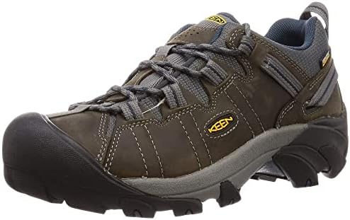 KEEN Men’s Targhee 2 Low Height Waterproof Hiking Shoes, Gargoyle/Midnight Navy, 11 US
