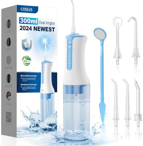 Portable Cordless Water Dental Irrigator – 300ML Rechargeable Oral Cleaner with Micro-Bubbles for Teeth Cleaning and Flossing, IPX7 Waterproof Electric Oral Hygiene Device