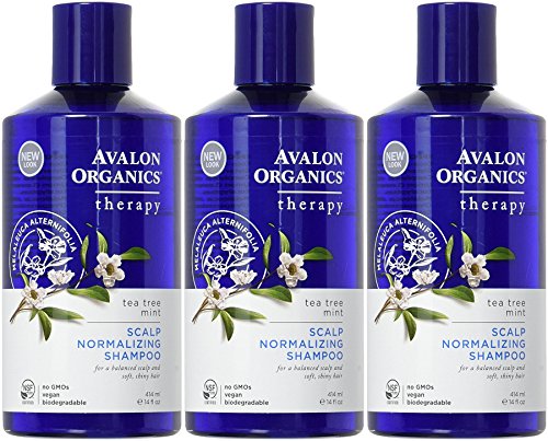 Avalon Organics Scalp Normalizing Shampoo, Tea Tree Mint Therapy 14 oz (Pack of 3)