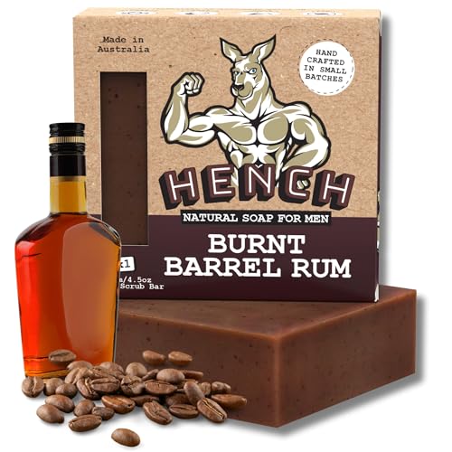 Hench – Mens Soap Bar Handmade in Australia Natural Exfoliating Body Soap with No Palm Oil or Harsh Chemicals Men’s Bar Soap with a Masculine Scent – Burnt Barrel Rum