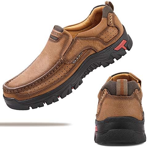 Venshine Mens Walking Shoes Leather Lightweight Breathable Casual Slip On Loafers