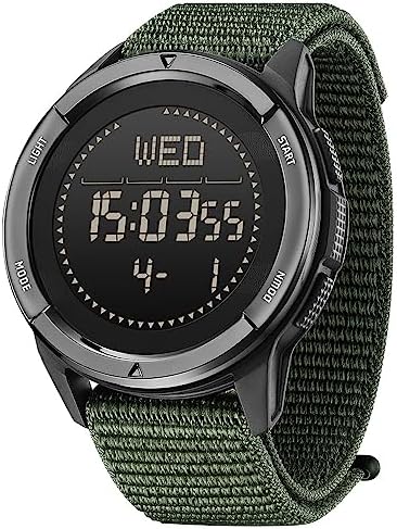 DIDITIME Military Watches for Men, Tactical Watches for Men, Digital Watch, Outdoor Mens Wrist Watches with Compass Lightweight Carbon Fiber Watch Green, Easy Reader