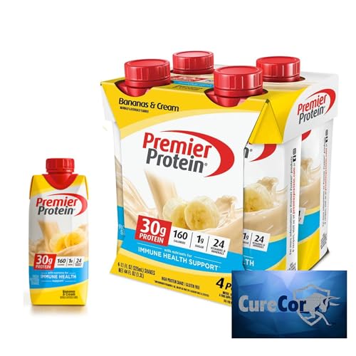 Protein Shake Drink Bundle – Includes One (1) Pack of Four (4) Premier Shake, Delicous and Flavorful 30g High Protein, 11 Fl Oz Collective Sticker! (Pumpkin’ Spice) (Banana and Cream)