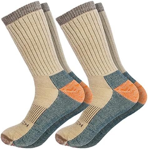 Woolrich Merino Wool Socks for Men – Made in USA, Crew Hiking Sock, Made of 78% Merino Lambswool w/Padded Arch, 2 Pairs