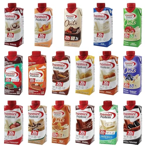 Premier Protein Shake | Assorted 10 Pack Flavors Variety | Receive 10 of the 17 flavors in the Picture | Mishan Assortment Bundle | With Beverage Sleeve