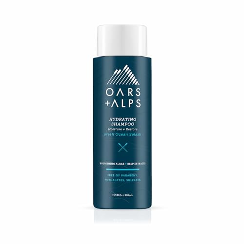 Oars + Alps Men’s Sulfate Free Hair Shampoo, Infused with Kelp and Algae Extracts, Fresh Ocean Splash, 13.5 Fl Oz Each