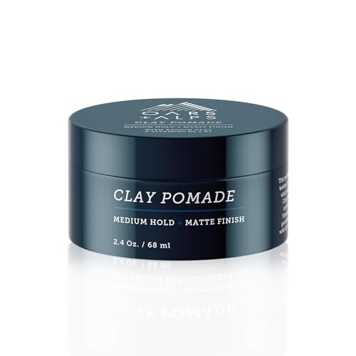 Oars + Alps Clay Hair Pomade for Men, Promotes Hair Growth, Medium Hold, Matte Finish, Reduces Frizz, Made with Kaolin Clay, TSA Approved, 2.4 Oz