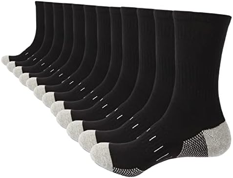 Men’s Cotton Moisture Wicking Heavy Cushion Crew Work Socks,6-12, 6Pairs