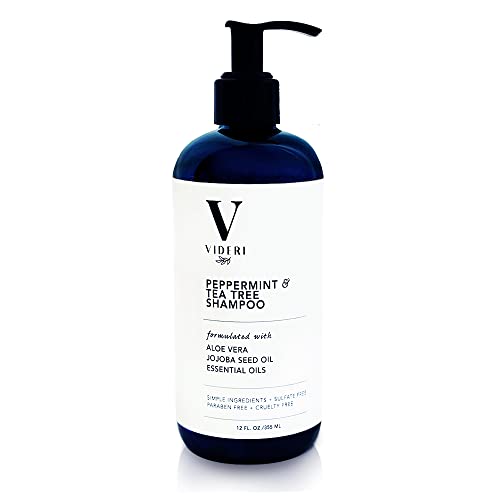 Videri Sulfate Free Shampoo For Keratin Treated Hair Peppermint & Tea Tree Anti Frizz Shampoo – Special Blend of Aloe Vera, Jojoba Seed & Essential Oils. Large 12 fl oz.