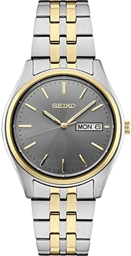 SEIKO Watch for Men – Essentials – with Day/Date Calendar, Stainless Steel Case/Bracelet, and 100m Water-Resistant