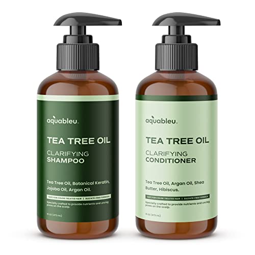 Tea Tree Oil Shampoo & Conditioner Set – Hydrate & Soothe Scalp – Anti-Dandruff Formula For All Hair Types – Jojoba & Argan Oil – Vegan – For Men & Women – Made in USA, 16oz