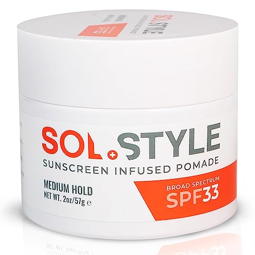 Sol Style Pomade with UV Protection – Hair Styling Cream Pomade for Men & Women – Medium Hold, Water-Based, Smooth, Beeswax-Infused, Anti Frizz, No Flyaways (2 oz)