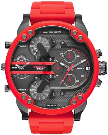 Diesel Mr. Daddy 2.0 Men’s Watch with Oversized Chronograph Watch Dial and Stainless Steel, Silicone or Leather Band