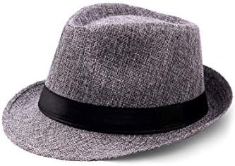 BABEYOND Straw Fedora Hat for Men Panama Trilby Hat Short Brim Summer Sun Hat