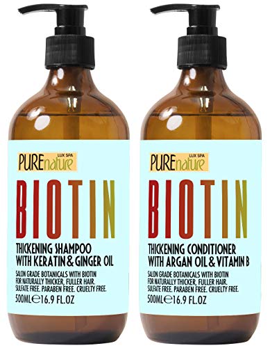 Biotin Shampoo and Conditioner Set – Sulfate Free Thickening Deep Treatment with Morrocan Argan Oil – Deep Moisturizing Treatment for Dry, Damaged Hair – For Women and Men