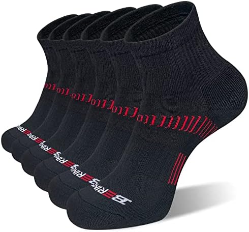 BERING Men’s Performance Athletic Quarter Socks for Running Workout Walking (6 Pairs)