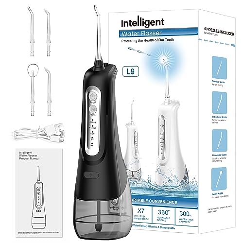 Water Dental Flosser for Teeth Cordless – COOLPEEN Portable Oral Irrigator Dental – 300ML, IPX7 Waterfroof, DIY & 3 Modes, 3 Jet Tips and Tongue Cleaner, USB Rechargeable for Travel Home