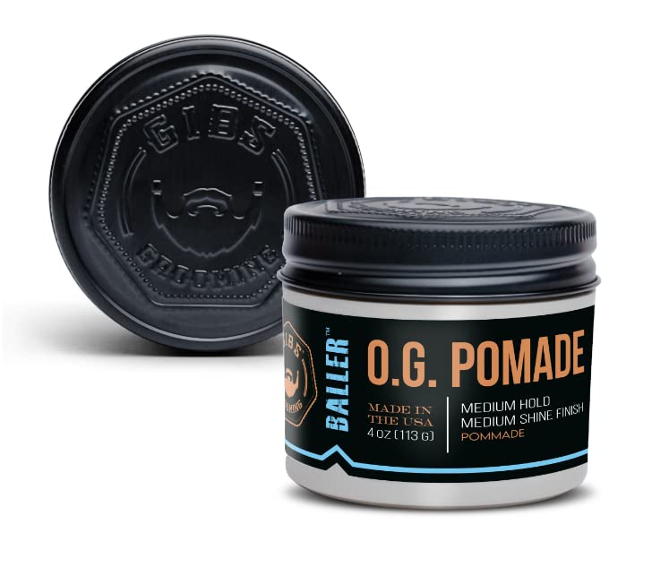 GIBS Pomade O.G. BALLER-Medium Hold, Medium Shine Finish, a Classic Look, made in USA 4oz