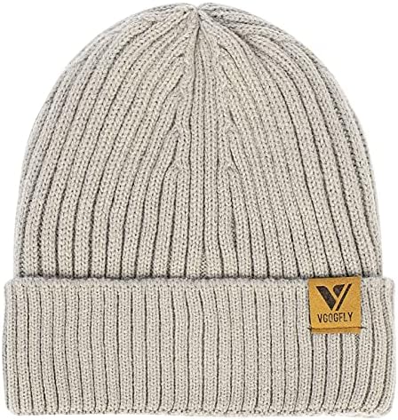 Vgogfly Lined Men Beanie Slouchy Knit Skull Cap Warm Stocking Hats Guys Women Striped Winter Beanie Hat